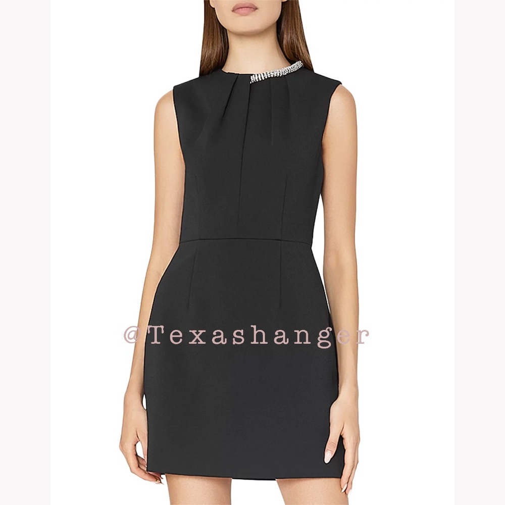 NWT Milly Nyra Crepe Crystal Embellished Dress Size 10 Black